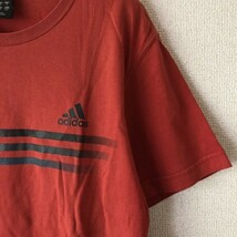 【人気】Adidas/アディダス 3本ライン Tシャツ スリーストライプス レッド サイズM/2413_画像5