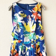 【人気】ZARA TRF/ザラティーアールエフ 総柄ノースリーブワンピース ブルー系 USサイズM レディース/3032_画像3