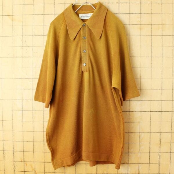 USA製 Arnold Palmerバンロンポロシャツ M ブラウン ss117