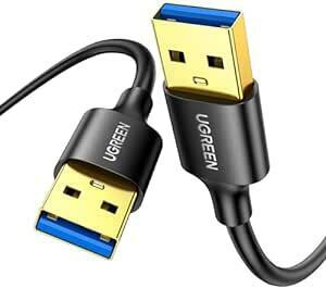UGREEN USB 3.0 ケーブル タイプA-タイプA オス-オス 金メッキコネクタ搭載 高耐久性 USBケーブル 両端 オス