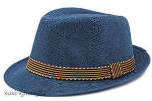新作 ソフト帽子 メンズ ジャズ帽子 パナマハット 紫外線対策 抗菌防臭 軽量 紳士 男性 中折れハット ブルー