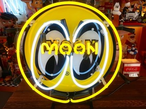 . rare *Moon eyes moon I z neon autograph signboard garage Setagaya base . interior secret basis ground for american Dyna -.!