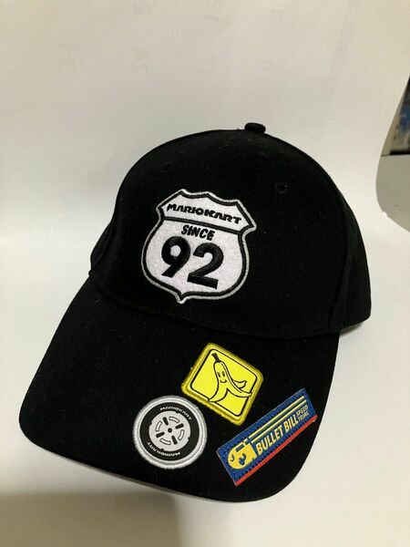 マリオカートレーシングキャップ　フリーサイズ(52〜59) 帽子　黒色
