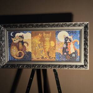 キャンバスプリントアート 幻想キャット 絵画 額付き インテリア