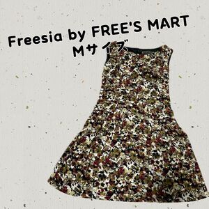 【Freesia by FREE'S MART 】フリーズマート　ワンピース フレア Ａライン 総柄 マルチカラー ノースリーブ 