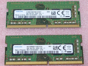 ■Samsung M471A1K43DB1-CTD 2枚セット - PC4-21300/DDR4-2666/PC4-2666V 260Pin DDR4 S.O.DIMM 16GB(8GB x2) 動作品