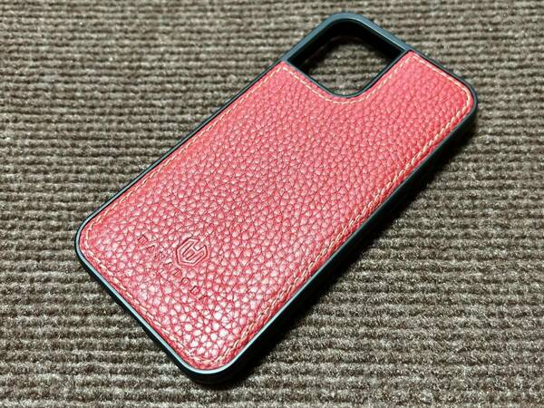 HANATORA Apple iPhone 12 mini シュリンクカーフレザー ケース カバー 革小物 アクセサリ バンパー スマホケース レッド 赤色