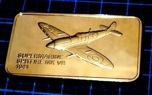 限定品 イギリス スーパーマリン スピットファイア 飛行機 航空機 世界の偉大な戦闘機コレクション メダル 純金仕上げ 章牌 コイン 記章