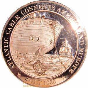 限定品 1866年 欧州 大西洋横断電信ケーブル 100周年 戦艦 アガメムノン 軍艦 ナイアガラ フランクリンミント 造幣局製 メダル コイン 記章