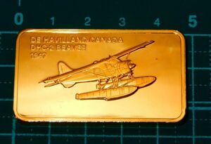 限定品 レシプロ機 デハビランド カナダ DHC-2 ジェーン年鑑 公式記念 飛行機 航空機 純金仕上げインゴット メダル コイン 記章 勲章