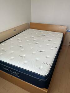[s3367]nitoli wood frame tip-up type storage attaching double bed & DUAL POCKET HIGH GREADE mattress set * beautiful goods * direct pickup limitation 