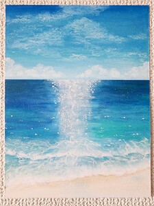 風景画　海　海の絵　夏　アート　パステル画　海景色　オイルパステル　自然風景画