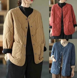  long sleeve coat long sleeve outer feather woven casual simple jacket autumn winter [ large size equipped ] XL dark blue 