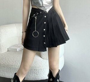  miniskirt pleat frill simple casual good-looking lady's S black 