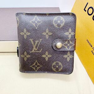 超美品★ルイヴィトン LV LOUISVUITTON モノグラム 【コンパクトジップ】 ★3つ折り財布★Wホック