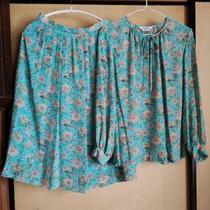 昭和レトロ 大正ロマン 花柄シフォン ツーピース