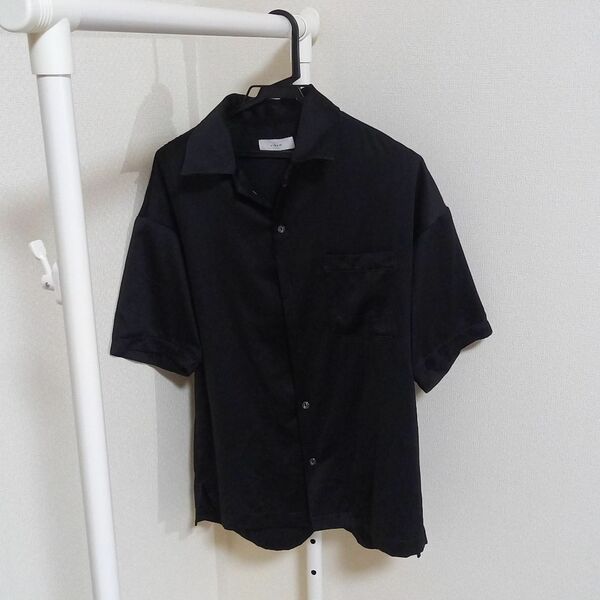 lidnm オープンカラーシャツ 黒 半袖 Mサイズ
