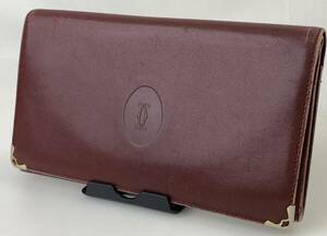 [1 jpy exhibition ]K2687 Cartier Cartier Must line leather long wallet bulrush . folding in half change purse . wallet bordeaux guarantee box equipped 