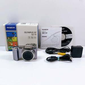 133【中古】OLYMPUS SZ オリンパス SZ-14 コンパクトデジタルカメラ シルバー デジカメ 充電器 説明書 箱付き 通電確認済み 現状品