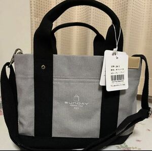 Mini tote bag 2way IC card storage canvas lady's shoulder bag gray / black 