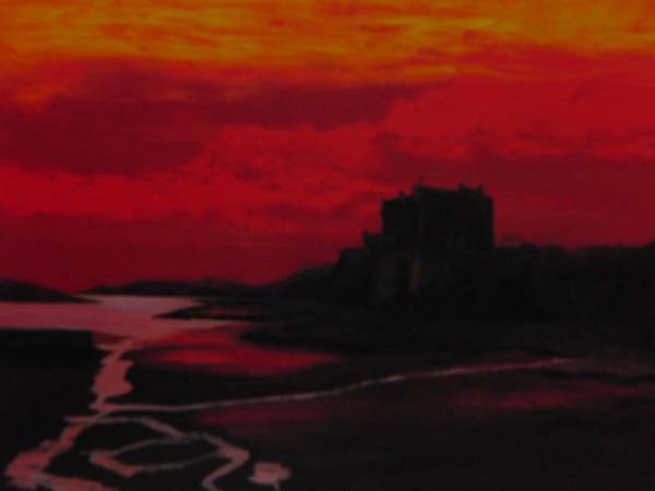 Masako Tanaka, Château de Dunvegan (Île de Skye/Écosse), Extrait d'un livre d'art rare, Cadre/encadré flambant neuf de haute qualité, Bonne condition, frais de port inclus, peinture, peinture à l'huile, Nature, Peinture de paysage