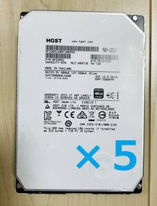 【5個】HGST 8TB HDD SAS 3.5インチ HUH728080AL4200 動作確認済み 送料無料