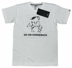 保管品 CUNE キューン GO ON HORSEBACK 両面 ロゴ プリント 半袖 Tシャツ / ホワイト系 MS−1000−2