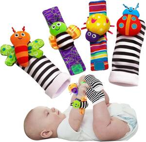 [DADHOT] 赤ちゃんの男の子または女の子のための赤ちゃんの幼児のガラガラソックスのおもちゃ、手首のガラガラと足のファインダー