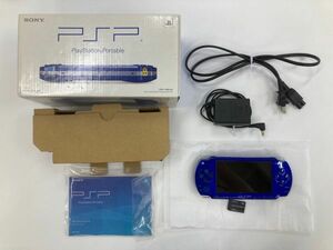 C9467 Sony PSP-1000 メタリックブルー 本体 簡易動作確認済 / 箱、アダプター、メモリーカード、印刷物付