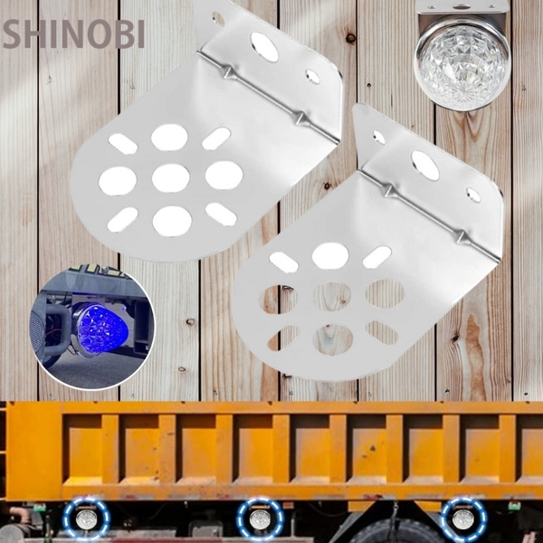 トラック用 サイドマーカーランプ ステー 左右共通 配線穴 L型 2枚セット シルバー 201ステンレス鋼製