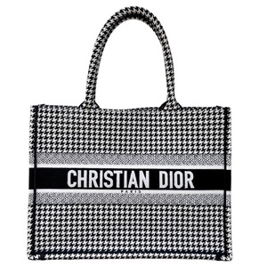 クリスチャン・ディオール Christian Dior ブックトート ミディアム M1296ZTQT ブラック ホワイト ハウンドトゥースエンブロイダリー 中古