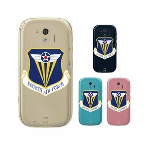 らくらくスマートフォン me F-03K スマホ ケース ハード カバー 空軍9 米軍 ミリタリー USAF クリアデザイン