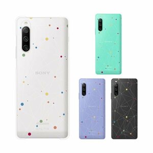 Xperia 10 IV ( SO-52C / SOG07 / SoftBank) スマホ ケース ハード カバー ドット2 カラフル 幾何学模様 白黒線 クリアデザイン