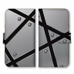 多機種対応 手帳型 スマホ ケース カバー iPhone15 AQUOS Galaxy Xperia 鉄板 シンプル 黒シルバー