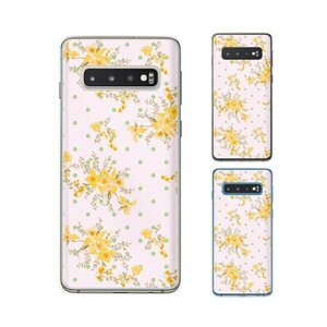 Galaxy S10 ( SC-03L / SCV41) ギャラクシー スマホ ケース ハード カバー 花柄ドット ピンク 黄色