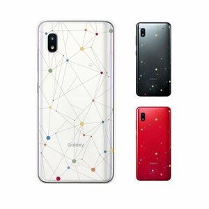 Galaxy A20 ( SC-02M / SCV46) ギャラクシー スマホ ケース ハード カバー ドット1 カラフル 幾何学模様 黒線 クリアデザイン