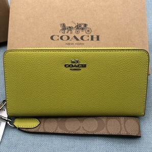 コーチ COACH 財布 長財布 プレゼント レディース 黄緑色 ロゴ ウォレット 記念日 新品 未使用 ギフト ブランド シグネチャー 贈り物 A204