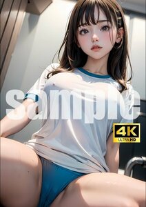 2863【A4写真用紙・高画質】オリジナル ブルマ美女 イラスト グラビア セクシー アニメ 同人 ポスター フェチ 可愛い 巨乳 美脚 お尻 AI