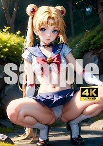 2650【A4写真用紙・高画質】『セーラームーン 月野うさぎ』グラビア セクシー アニメ イラスト 同人 美女 ポスター ファンアート AI