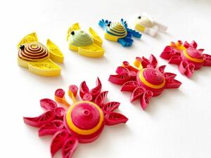 【カニ＆フィッシュ】 パーツ 魚 夏 海 ペーパークイリング ペーパーフラワー ボタニカル ハンドメイド おうち時間 クイリング