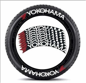 新品★YOKOHAMA（ヨコハマ）/タイヤステッカー★３１０×３８ｍｍ（８個セット）★ヤスリ/接着剤付