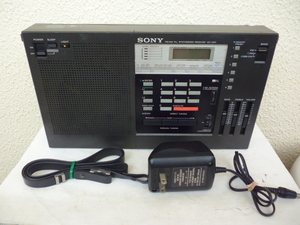 SONY AM/FM BCLラジオ　ICF-2001　純正ベルト・ナショナルアダプター付　受信OK作動ジャンク