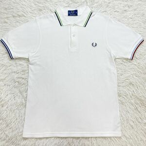  beautiful goods 38 M corresponding England made Fred Perry Fred Perry polo-shirt with short sleeves tops deer. . white Logo embroidery men's 