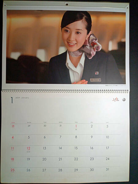 【難あり】JAL カレンダー CA 客室乗務員 キャビンアテンダント 壁掛け カレンダー 2009年 普通判 壁掛け 日本語版