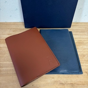  library cover. book cover separate volume size leather unused navy * Brown 2 pcs. set 