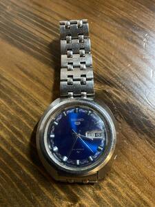 SEIKO 5 時計　5126-7030 セイコー ファイブ 自動巻き ブルー文字盤 メンズ 腕時計 