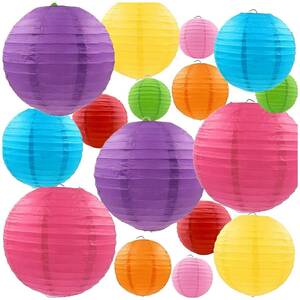 16 piece set lantern lantern paper lantern paper lantern party Event festival lantern circle paper lantern . color 10cm/15cm/20cm/25cm each 4