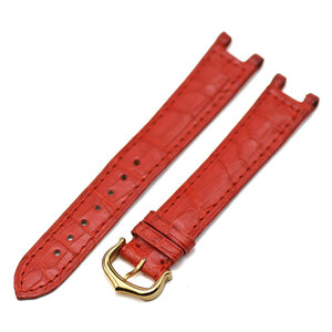 カルティエ Cartier レザーストラップ 時計ベルト 革ベルト クロコダイル レッド 赤色 尾錠付き 15mm幅 未使用品