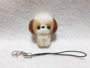 羊毛フェルト ハンドメイド 仔犬 シーズーちゃん ストラップ 