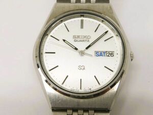 ■hawi1702-1 574 SEIKO セイコー QUARTZ SQ 8123-7240 白文字盤 QZ デイデイト メンズウォッチ 腕時計 腕周り約16.5cm 稼働